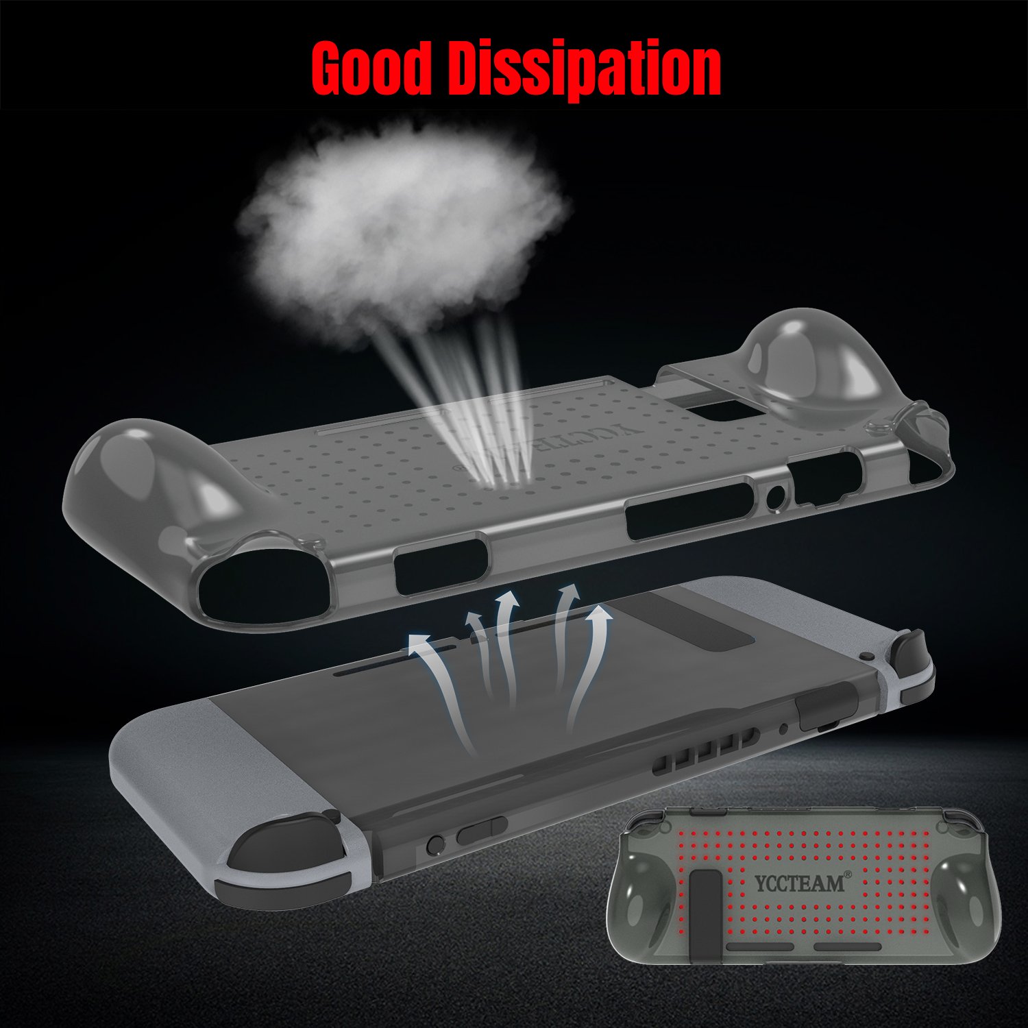 Grip Case for Nintendo Switch, Heat Dissipation Durable Silicone Protective Case Cover for Nintendo Switch Console 2017 with Comfortable Padded Hand Grips (Grey)