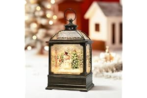 GLEXPFESTI Christmas Snow Globe Lantern with Snowman 8 Music Songs & 6H Timer Water Snow Globe Lantern USB & Battery Operated for Christmas Festival Decorations Gifts (Snowman)