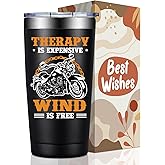 BIRGILT Motorcycle Gifts for Men, Women - Therapy Is Expensive Wind Is Free Motorcycle Gift for Christmas, Birthday - Cool Gifts for Motorcycles Riders, Biker, Lovers - 20oz Tumbler