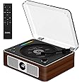 CD Player Portable, Retro CD Bluetooth Player with Dual HiFi Speakers, 2600mAh Rechargeable CD Player for Home with Remote Control,Support USB/AUX,Headphone Jack,Optical Brown