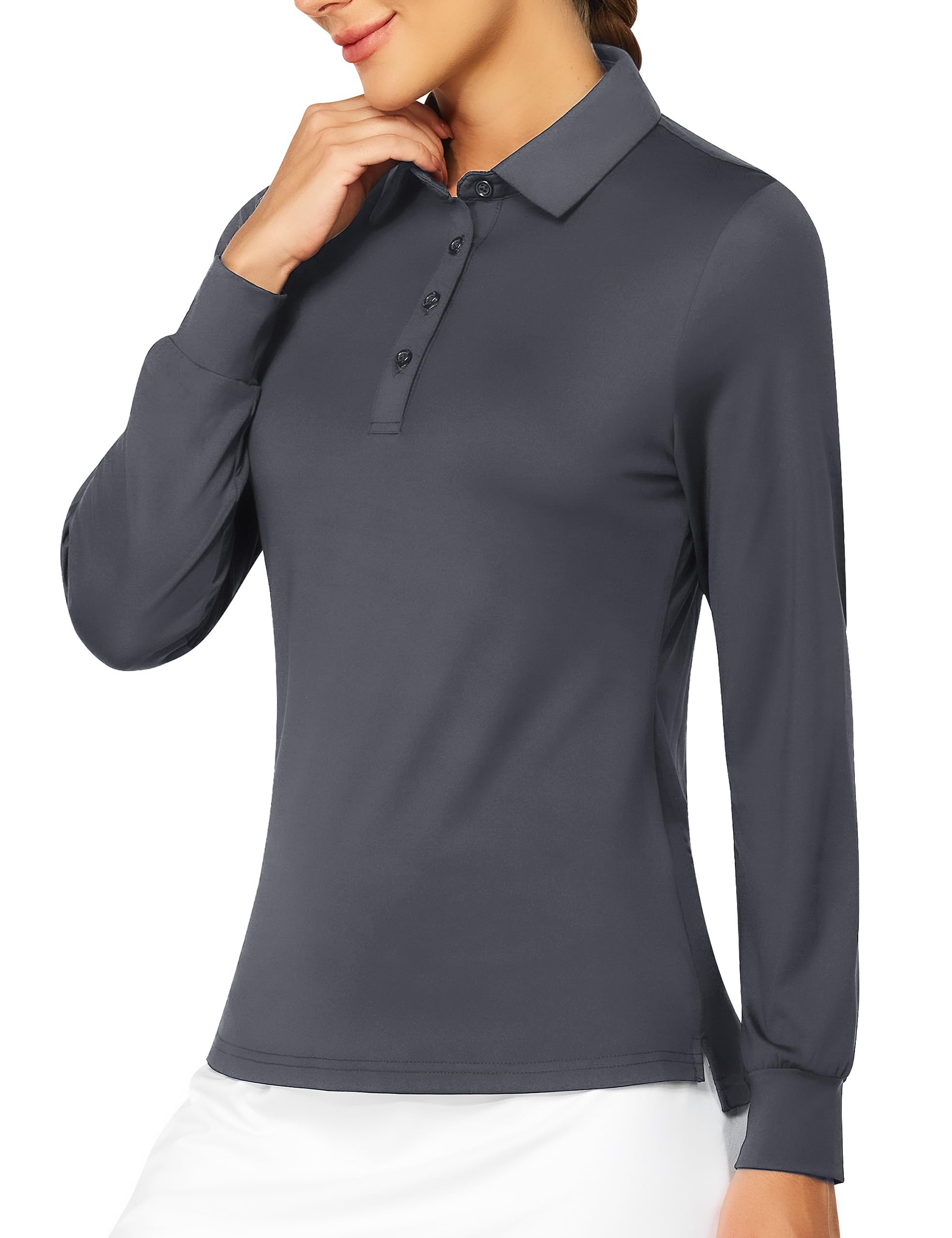 Photo 1 of (LARGE SIZE) ISEEGZ Golf Polo Shirts for Women, Women's Long Sleeve Shirt Blouses, Dressy and Casual Women's Tops for Daily Work Sports, Comfortable Fitted & Quick Dry Apparel