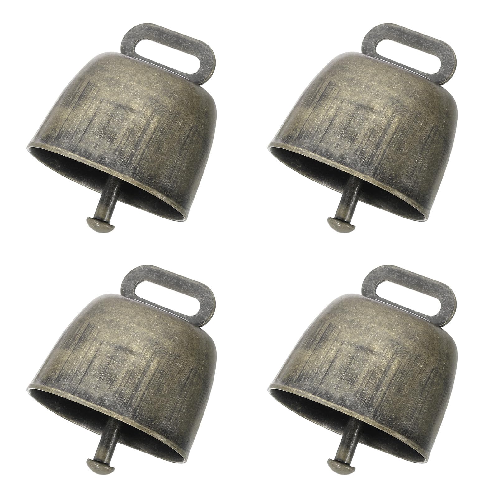 PATIKIL Cattle Farm Animal Loud Bronze Bell, 4 Pcs Cow Horse Sheep Grazing Copper Bells, Animal Anti-Theft Accessories Bell, 1.4 x 0.9 x 1.4", Bronze