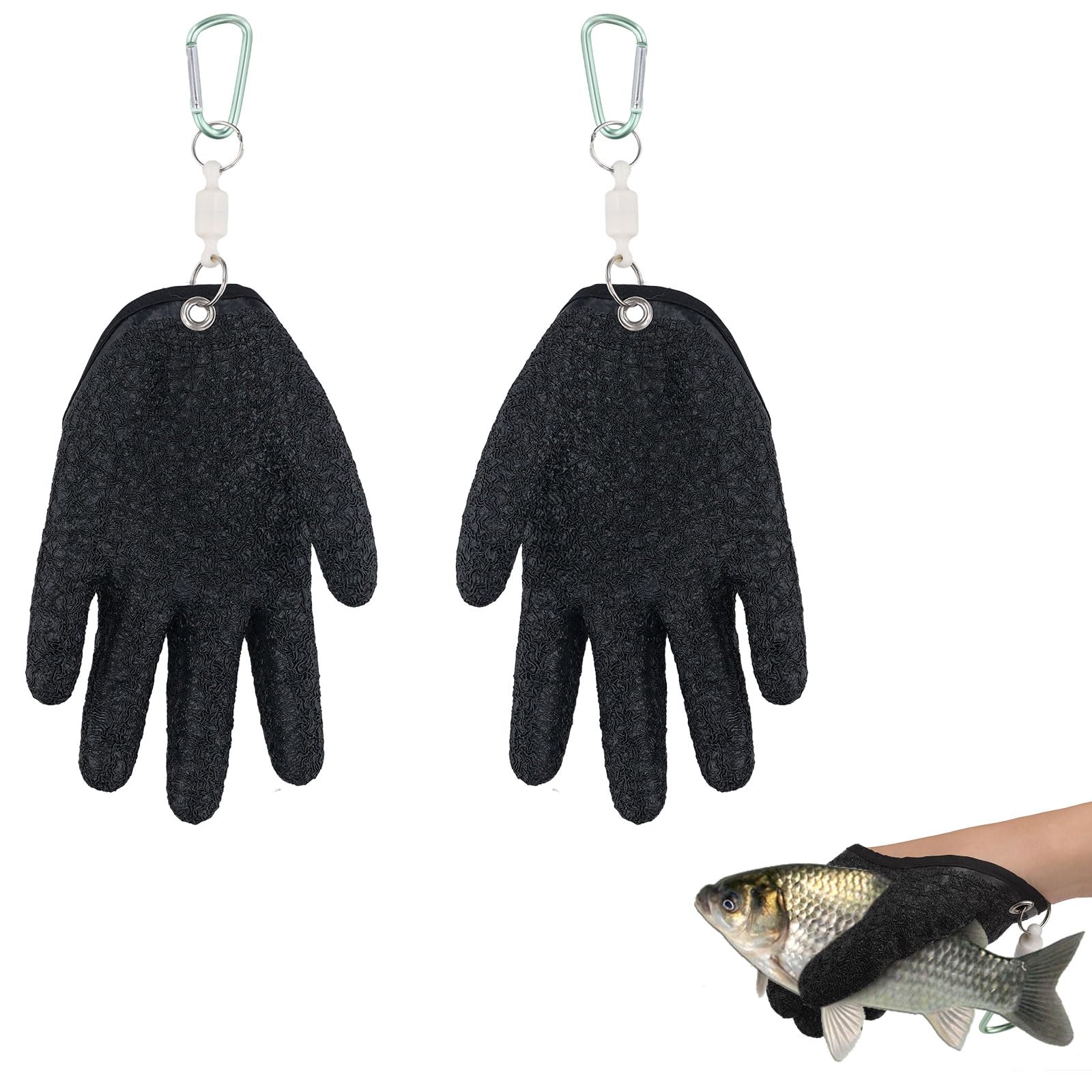 2pcs Fishing Gloves for Men Waterproof, Professional Sea Fishing Gloves with Magnet Release Anti-Slip Puncture-Resistant Fish Handling Gloves Fishing Accessories for Catching, Handling, Cleaning