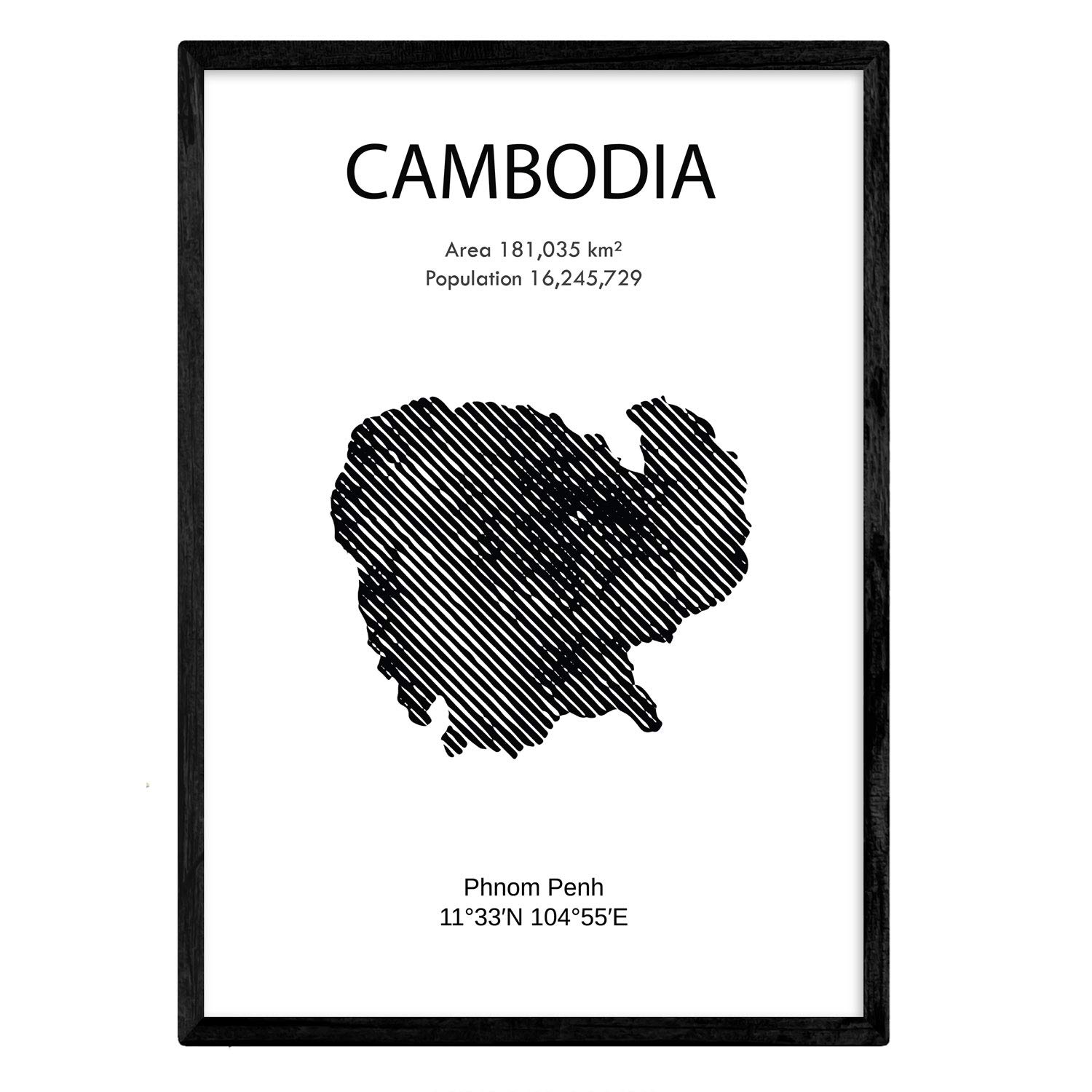 Nacnic Poster Cambodia. Sheets of countries and continents. A3 size