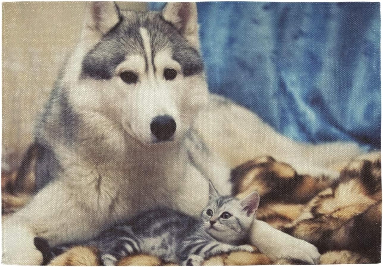 Amazon プレースマットセット耐熱ダイニングテーブルキッチンテーブル用プレースマット ハスキー犬の壁紙 ランチョンマット オンライン通販