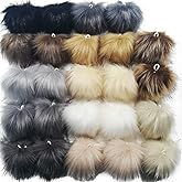 TIHOOD 24PCS Faux Fur Pom Pom Balls DIY Faux Fox Fur Fluffy Pom Pom with Elastic Loop for Hats Keychains Scarves Gloves Bags Accessories(12 Colors, 2 Pcs for Each Color)