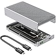 Qwiizlab Fanless 40Gbps USB4 Thunderbolt External SSD Enclosure with Aluminum Heat Sink Chasiss, Supports M.2 NVMe SSD up to 8TB, Silver (SSD Not Included)