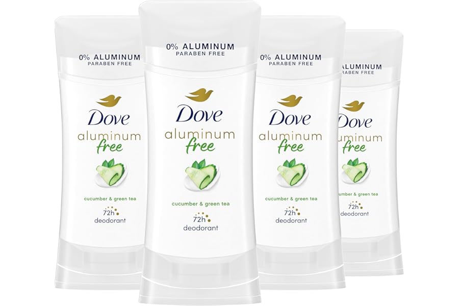 Dove Aluminum Free Deodorant for Women 4 Count Cucumber and Green Tea 72 hour odor protection 2.6 oz