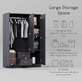 Vida Designs Riano 3 Door Mirrored Wardrobe Grey 170H x 115.4W x 53D cm view 5