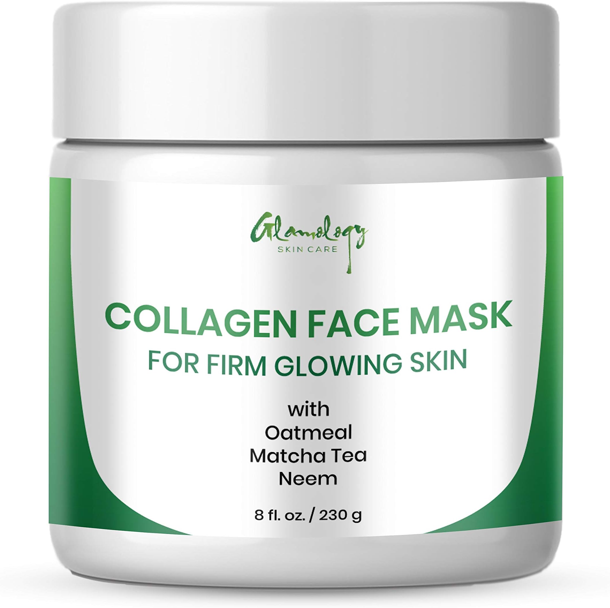NEW Collagen Mask for Face & Neck | Anti-Aging Mask with Collagen Peptides, Oatmeal Organic, Matcha Tea, Neem Organic - Reduce Fine Lines, Wrinkles, Skin Sagging-Help Reduce Dark Circle (8 fl. oz.)