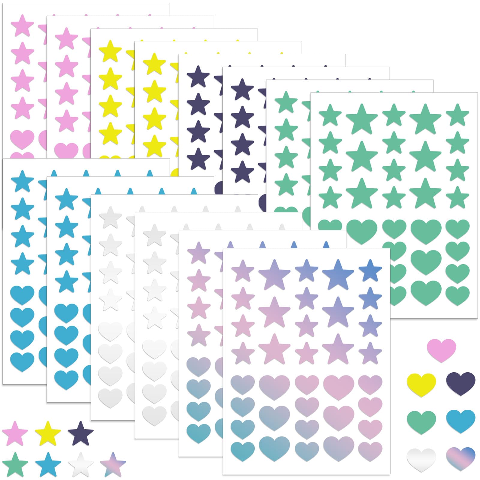 504 Pcs Acne Pimple Patch, 7 Colors Dots Star Pimple Patches, Acne Pimple Patches for Face Cute Zit Patches Pimple Stickers Acne Dots