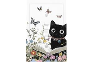 Donecmminery Decorative Light Switch Cover Cute Cat Wildflowers Boho Flowers Floral 1 Gang Single Toggle Device Electrical Faceplate Switchplates Decorator Outlet Wall Plate For Nursery Kids Room