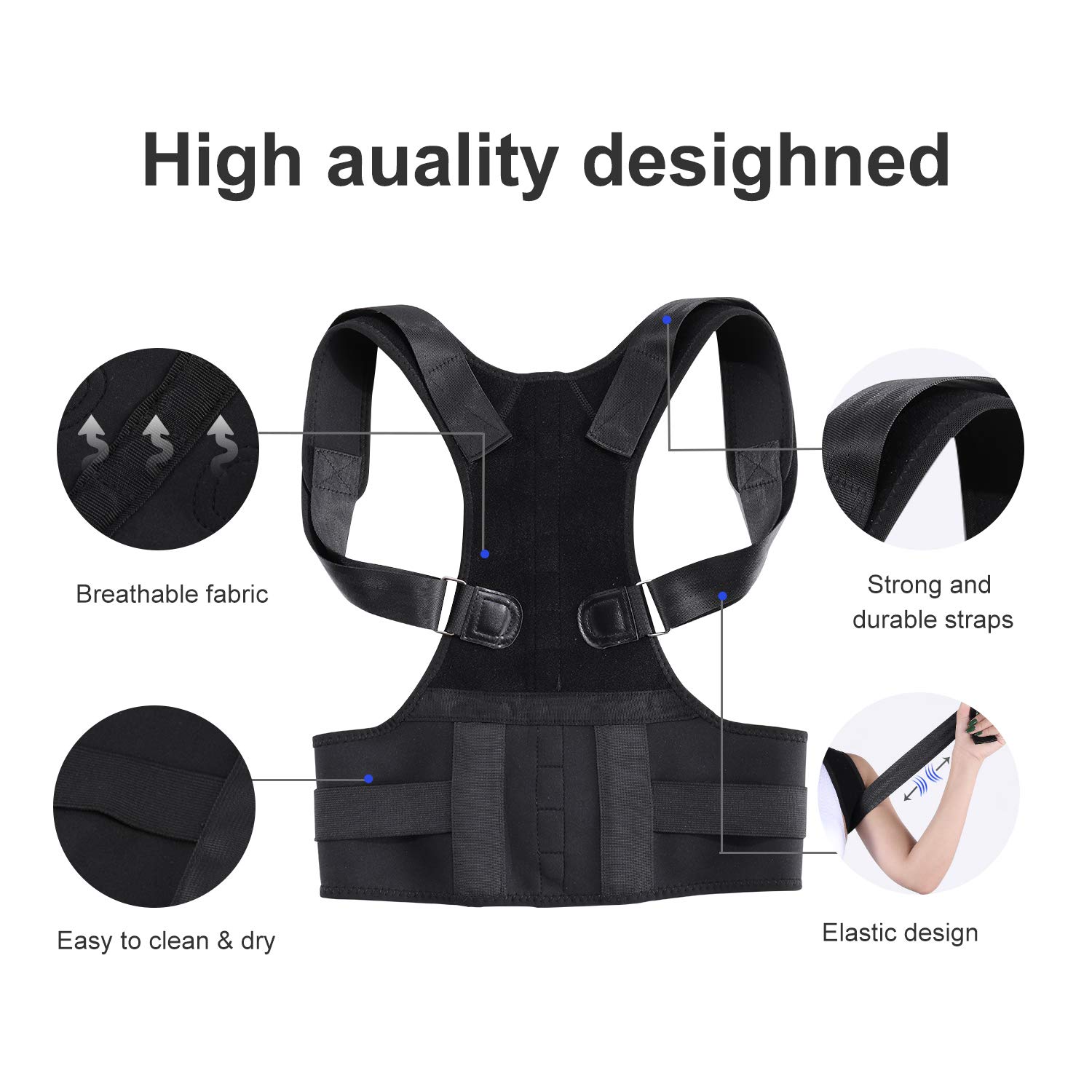 Lukemoz Posture Corrector for Men and Women, Adjustable Shoulder Brace Back Straightener, Comfortable Back Brace for Back Pain Relief, Improves Posture(S)
