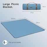 VonShef Picnic Blanket Blue Herringbone Large 220x200cm Waterproof Backing view 6