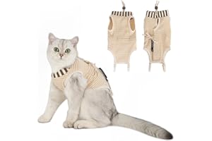H HIDREAM Cat Clothes for Cats Only Female, Onesie for Women Spaying, Weaning, Skin Disease, Adjustable Cat Surgical Recovery Suit Gown Brown M