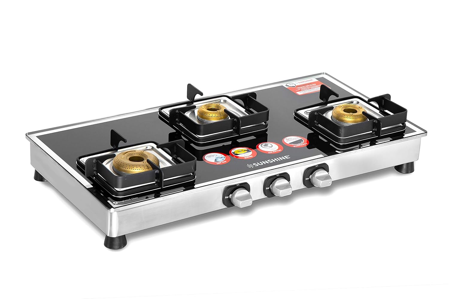 Buy Sunshine TenX 3 Burner Gas Stove Manual Ignition (Glass Top, 2