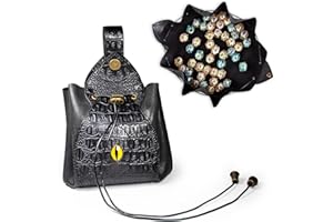 BYHOO Dice Tray Bags 2 in 1, Large Dice Bag can Hold 6 DND Dice Sets, DND Dice Pouch, Suitable for DND Board Games, Fire Dragon Leather Dice Bag, Good Partner for LARP Players, Glow in the Dark
