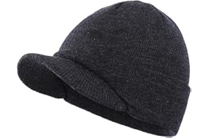 Home Prefer Men's Winter Beanie Hat with Brim Warm Double Knit Cuff Beanie Cap
