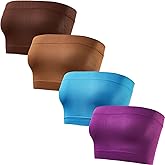newnice Women's Strapless Bandeau Bra - 4 Pack No Padding Seamless Tube Top Wireless Bralette for Everyday Wear Yoga Sleeping