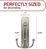Command Brushed Nickel Double Decorative Hook Indoor 1 Large Hook 1 Strip view 3