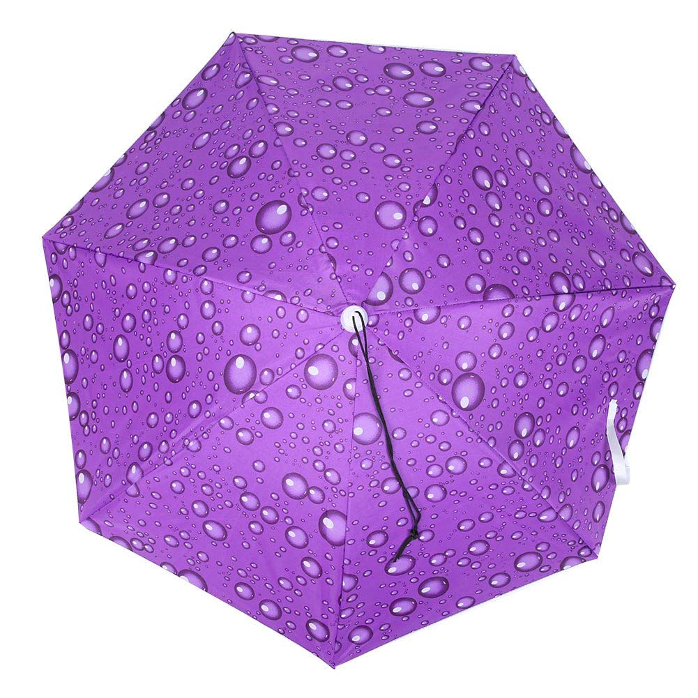 SUCIE Folding Hat Umbrella, High-quality Fabric Fishing Umbrella Elastic Headband with Fashion Appearance for Outdoor Enthusiasts(Raindrop purple)