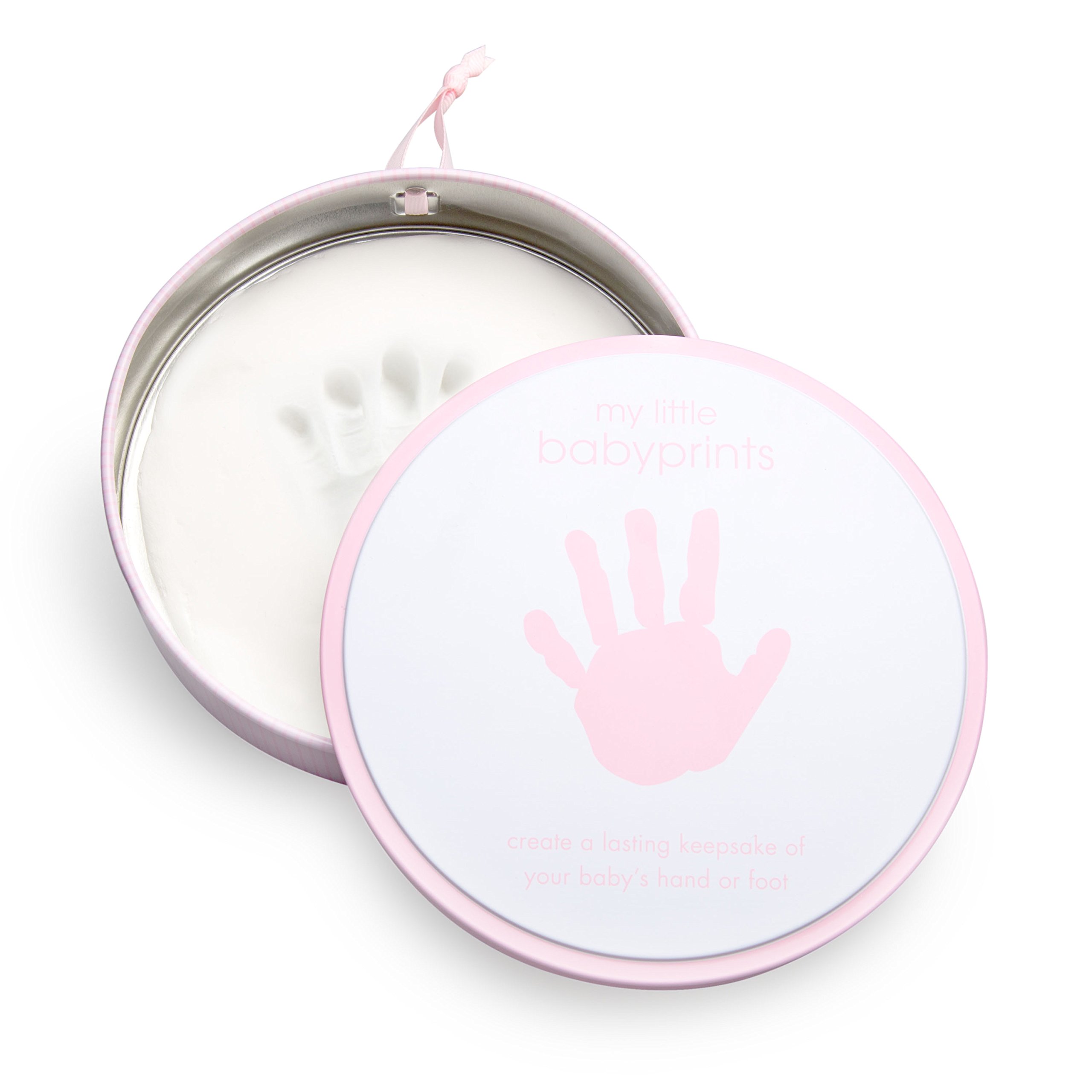 Pearhead "My Little Babyprints Handprint or Footprint Keepsake Tin and Impression Material Kit, Mothers Day New Mum Gifts, Pink