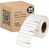 58mm x 40mm Labels for CAS Scales (8010) | 40mm Core | 36 Rolls of 700 | 25,200 Labels