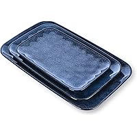 vicrays Ceramic Rectangle Serving Platters - 14" 12" 10" Porcelain Serving Trays Plates for Party BBQ Appetizers Sushi Desser