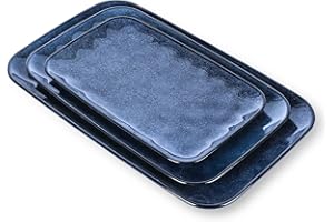 vicrays Ceramic Rectangle Serving Platters - 14" 12" 10" Porcelain Serving Trays Plates for Party BBQ Appetizers Sushi Desser