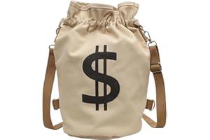 Drawstring Gym Bag - Lightweight Canvas Workbag With Dollar Sign Print | Large String Backpack,for Swim Beach School Workout