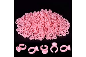 MEKK 300PCS Disposable Glue Rings for Eyelash Extensions, Professional Lash Adhesive Rings for Precision Application, Salon & Home Use Eyelash Supplies-Pink