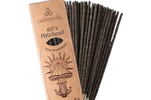 Authentic 60s Patchouli Incense Smudge - for Grounding Energy (24+ Sticks, 9 Inches) Thick Natural Incense Sticks Made with I
