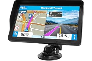 GLAURY GPS Navigator for Car Truck RV, 9 inch Touch Screen Latest 2025 Map, Real Voice Spoken Turn-by-Turn Direction Reminding Navigation System, Vehicle GPS with Speed and Red Light Warning (1 Bracket)