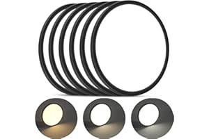 LONGTERM 6 Pack 12 Inch Dimmable LED Ceiling Light Flush Mount, Black Low Profile 18W 2400LM, 3000K/4000K/5000K Selectable, E