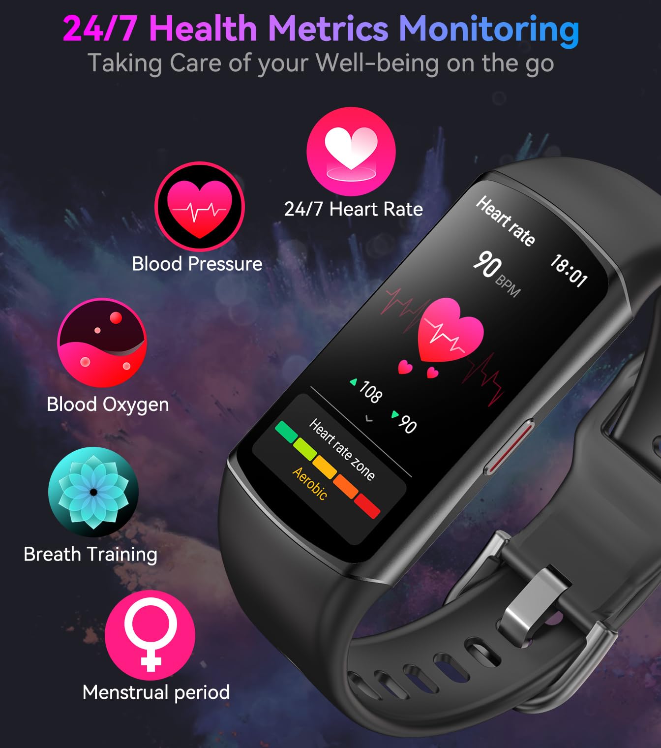 Smart Watch Fitness Tracker with 24/7 Heart Rate, Blood Oxygen Blood Pressure Monitor Sleep Tracker 120 Sports Modes Activity Tracker Step Calorie Counter IP68 Waterproof for Andriod iPhone Women Men - Image 4