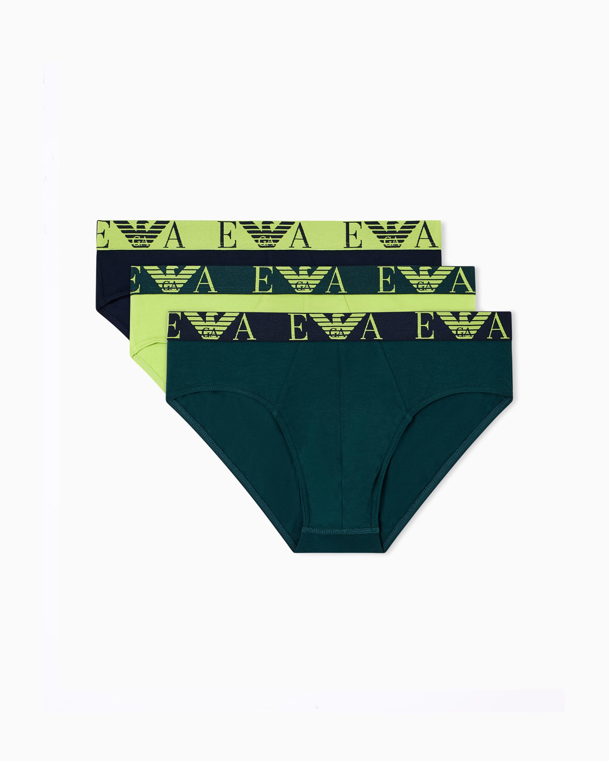 Photo 1 of Emporio Armani Men's Bold Monogram 3 Pack Brief, Ar.Blu/Pine/Lime