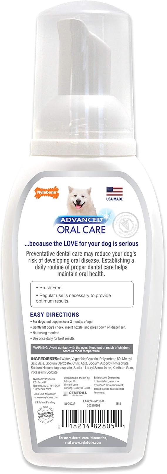 nylabone advanced oral liquid tartar remover dog health supplies