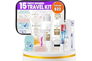 Stuhrling Bottle Trektote Toiletry Kit For Women, Featuring Top Brand Toiletries for Whole Body, TSA Compliant Travel Essentials with Shampoo, Conditioner, Lotion, Toiletry Bag & More, 15 Piece Set