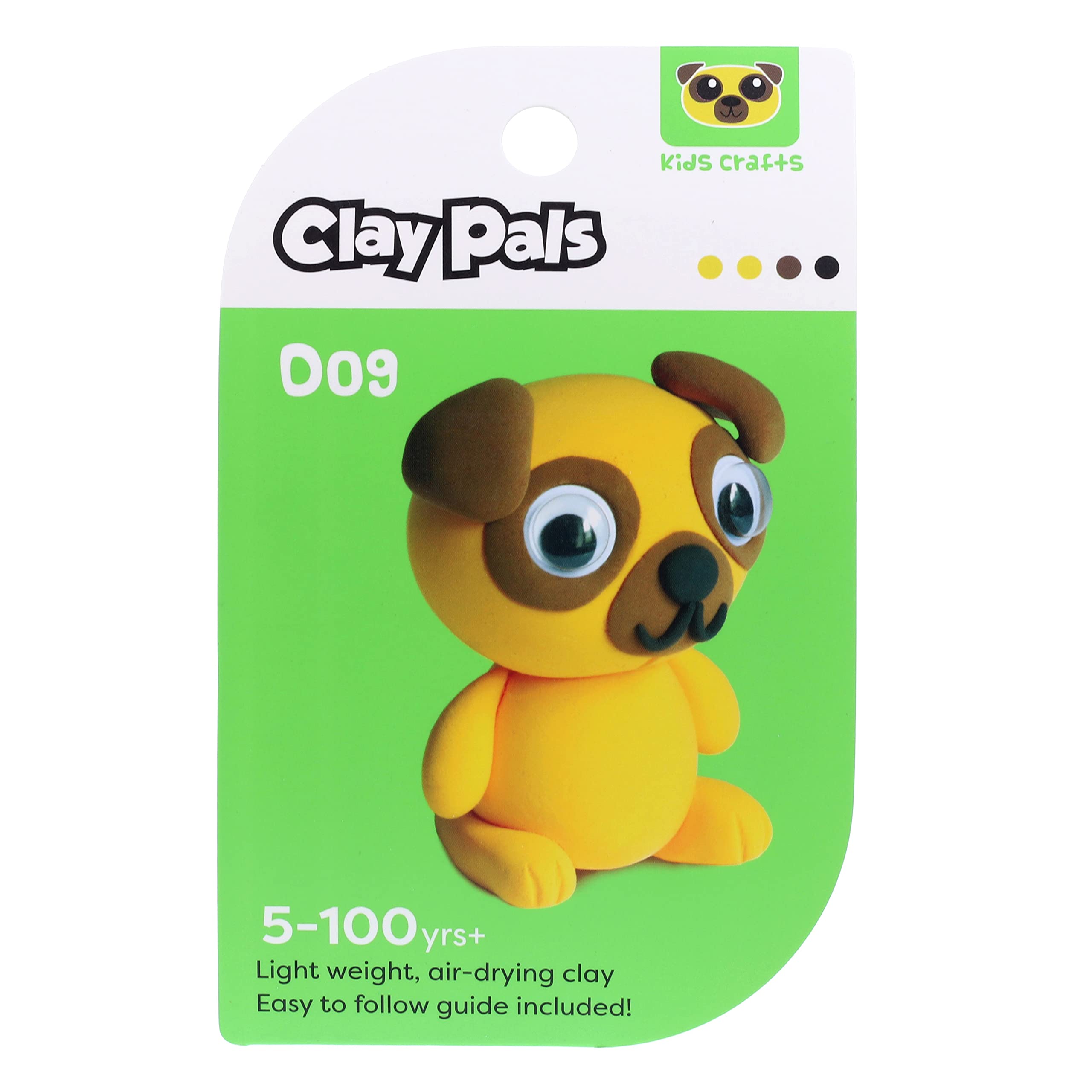 Clay Pals Dog - Easy Sculpt Fun Fast Air Drying Non Toxic Quick Dry Ultra Light Creative Clay Art and Craft Modelling Set for Kids