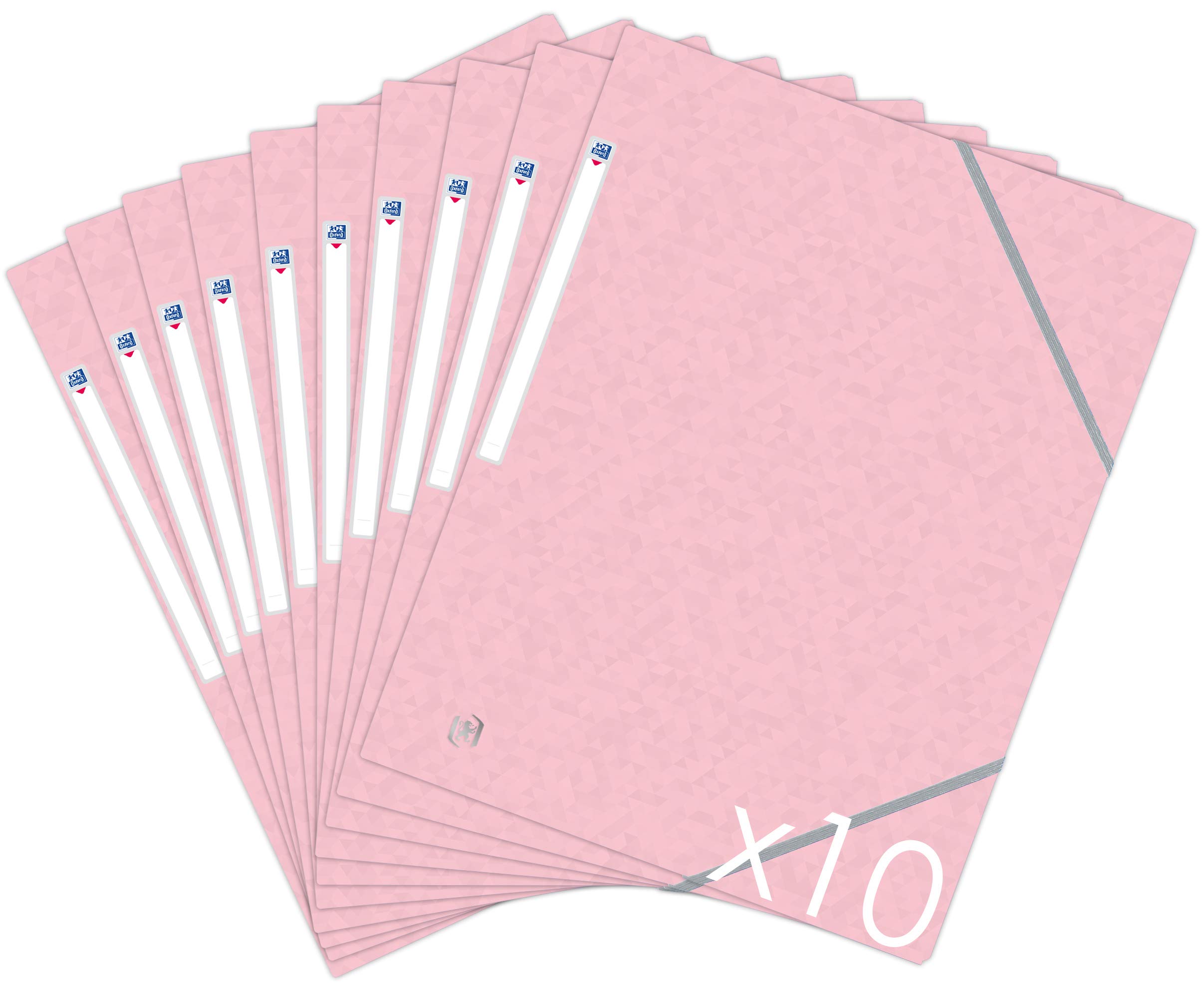Oxford Topfile+ Pack of 10 Cardboard Folders Pastel Pink