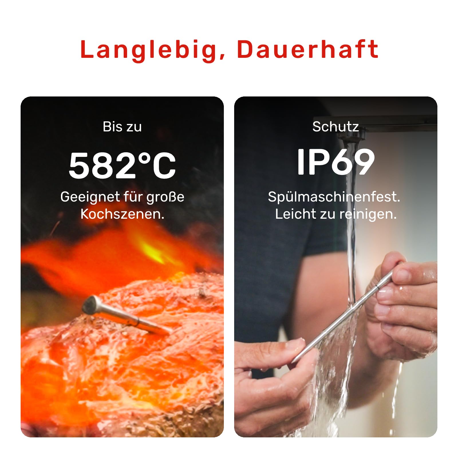 Meatmeet S Pro Fleischthermometer Kabellos mit Bluetooth, 6 Temperatursensoren arbeiten gleichzeitig, ±0,1°C Genauigkeit, App-Überwachung mit Timer und Alarm, IP69 wasserdicht und ölbeständig 5
