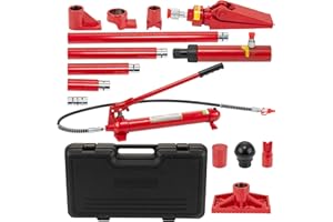 MOCHALIGHT 12 Ton Porta Power Hydraulic Kit With 3.9 Ft/1.2 m Oil Hose,Portable Car Jack,Hydraulic Multifunctional Jack, 8800 Lbs Capacity, Auto Body Frame Repair Kit, Storage Case, for Truck, Garage, Car Repair