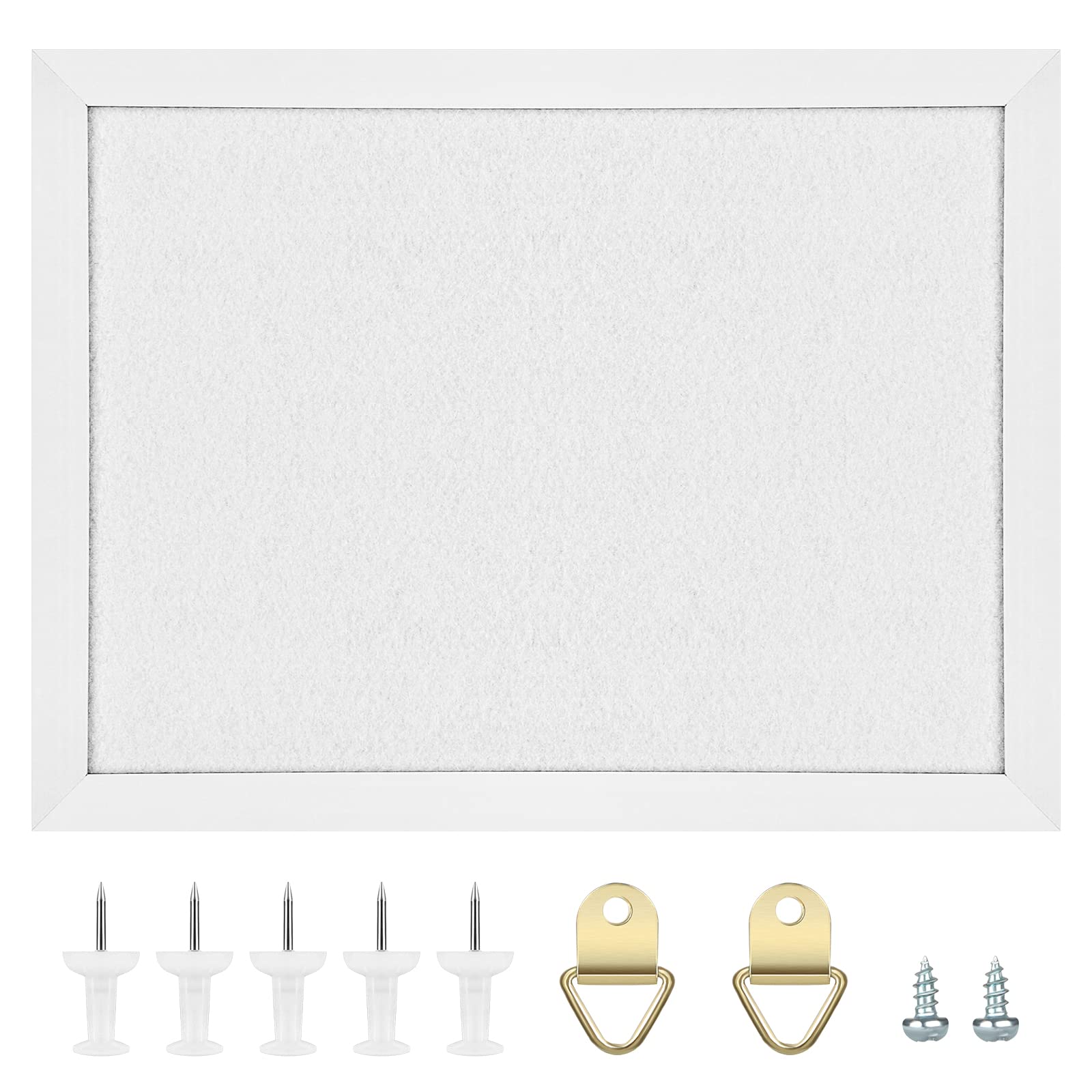 Okydoky Cork Board Bulletin Board with Felt,Wood Framed Display Bulletin Board for Walls with Pins, Eye Bolts, gaskets, Screws, Pin Board for Office, School and Home(White,1pc,UK)