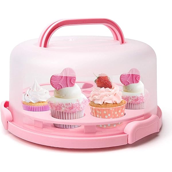 MineDecor 24 Cupcake Carrier Cake Holder with Lid Portable 3 Tier Tower