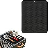 Geban Blackstone Griddle Tool Mat, BBQ Accessories Rest Pad for Black Stone, Weber, Traeger Grill Side Shelf, Silicone Heat Resistant Mat, Outdoor Kitchen Countertop Protector (Black)