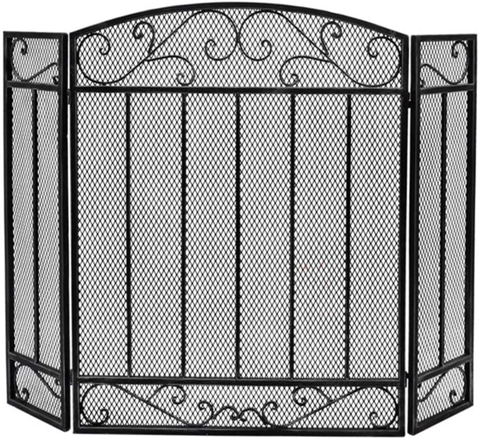 Kamingitter 3-Panel-Black Mesh Kamin Bildschirm, Wohnzimmer Wohnkultur