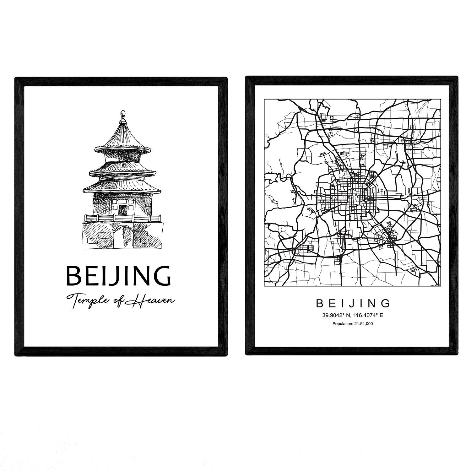 Nacnic Pack posters Beijing - Temple of Heaven. Sheets with monuments of cities. A3 size
