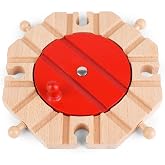 Wooden Train Track Expansion Pack 8 Way Turntable Brick Bridge Accessory Set Compatible for Tabletop Play, Toddler Activities and Family Fun(Wooden Train Track Turntable, Piece, 1)