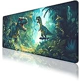 Funny Dinosaur Gaming Mouse Pad, Cartoon Jungle Jurassic T-Rex Desk Mat, Non-Slip XL Computer Big Mouse Mat with Keyboard Pad for Work, Gamer, Office, Home 31.5 x 11.8 inch