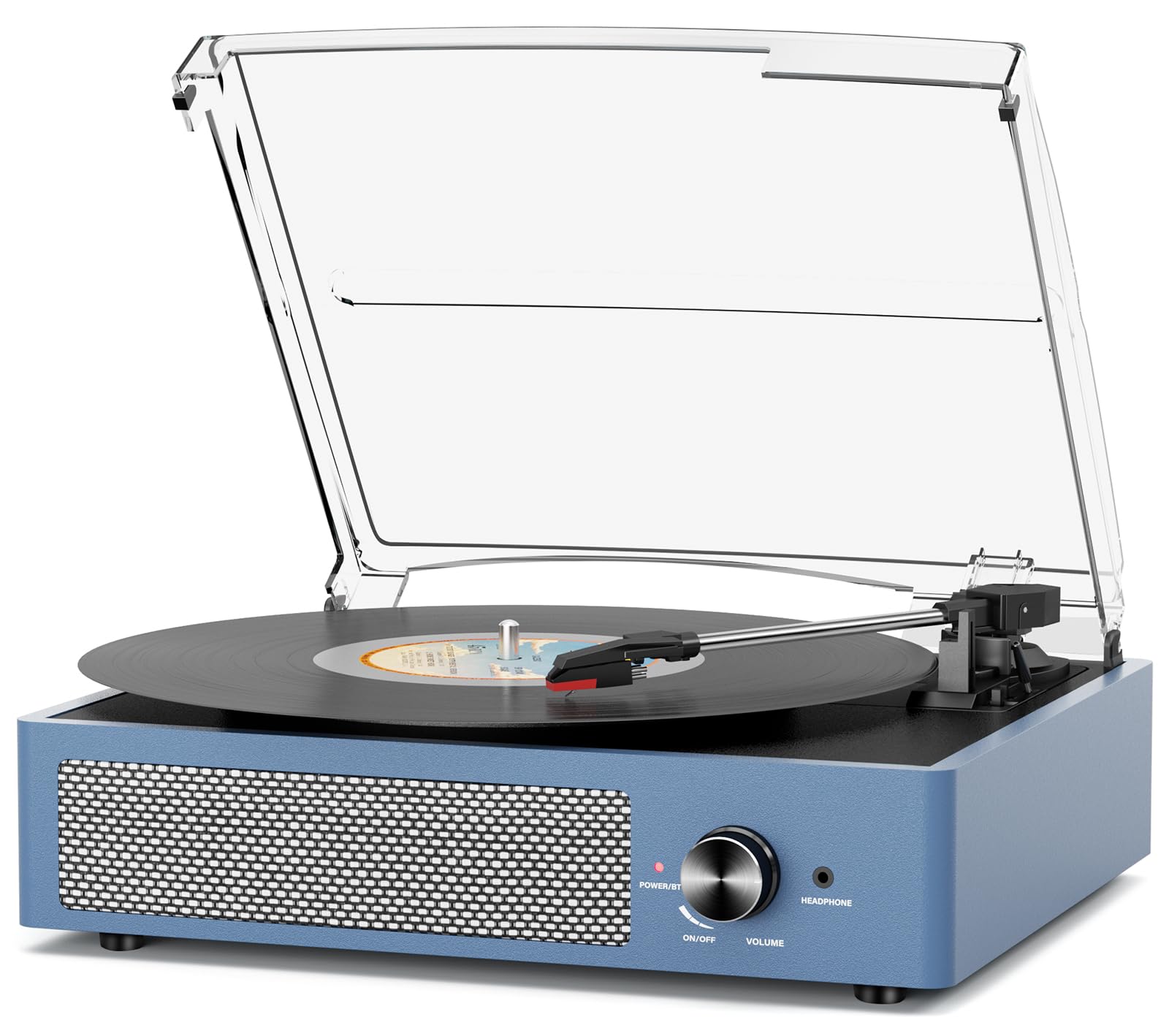Photo 1 of Vinyl Record Player with 2 Stereo Speakers Belt-Driven Vintage Turntables 3 Speed 3 Size Wireless Bluetooth Playback AUX-in RCA Out Headphone LP Vinyl Players Auto Stop Frosted Purple